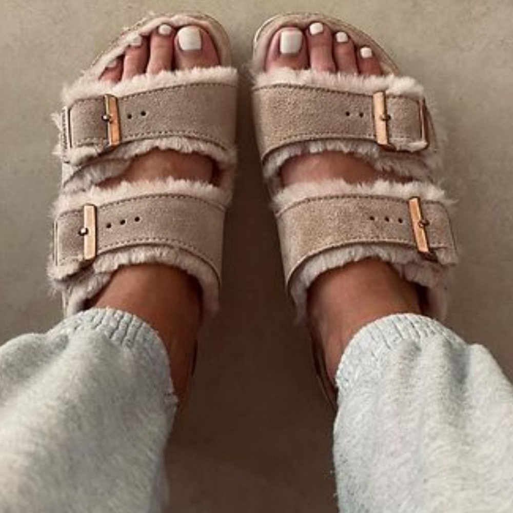 Madden Girl Butterfly Women's Faux-Fur Slide - Light Taupe Sz: 8